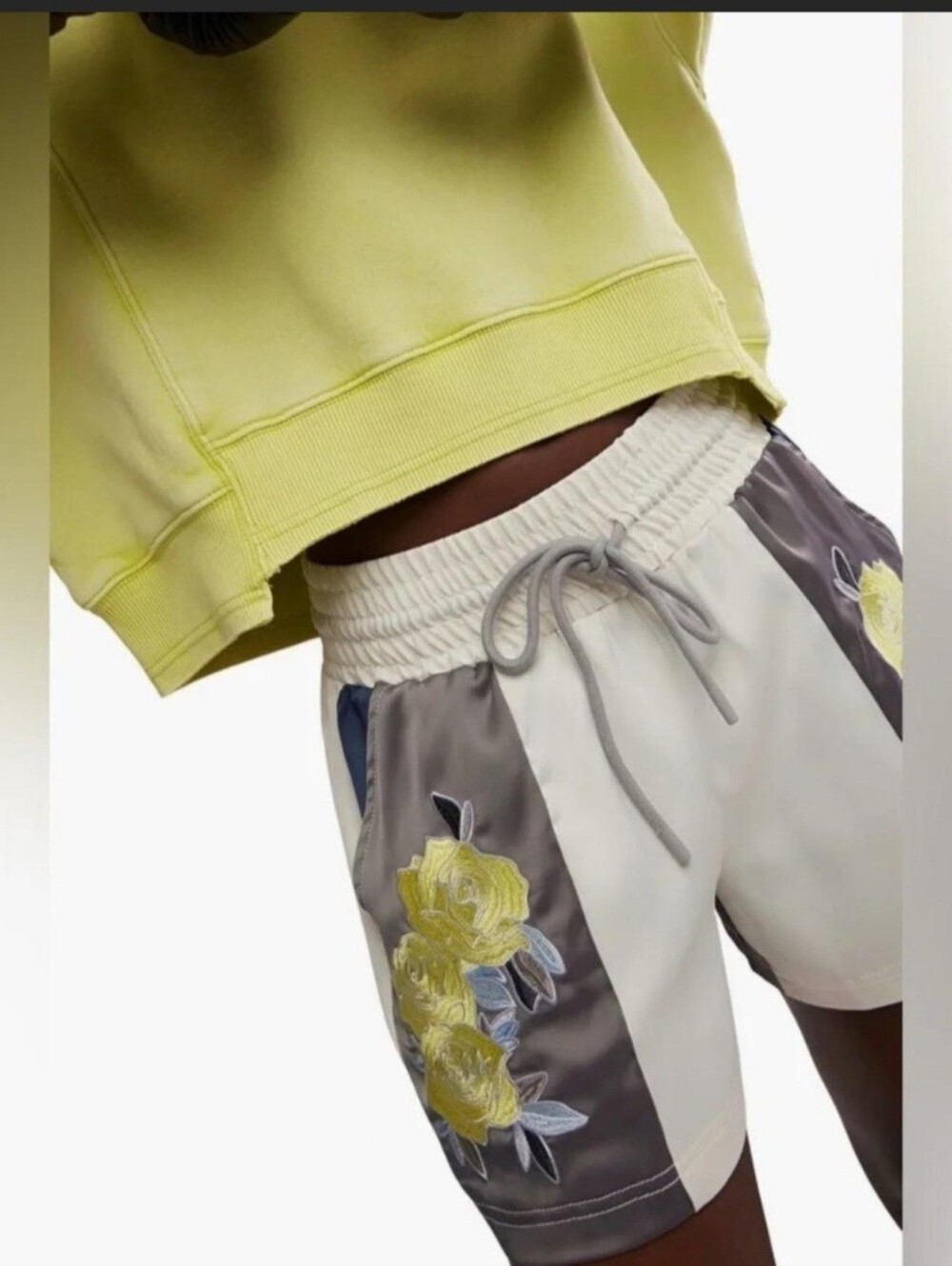 🍁 NWT| FP Movement Satin Rose Boxer Shorts Ivory Grey - Picture 2 of 4